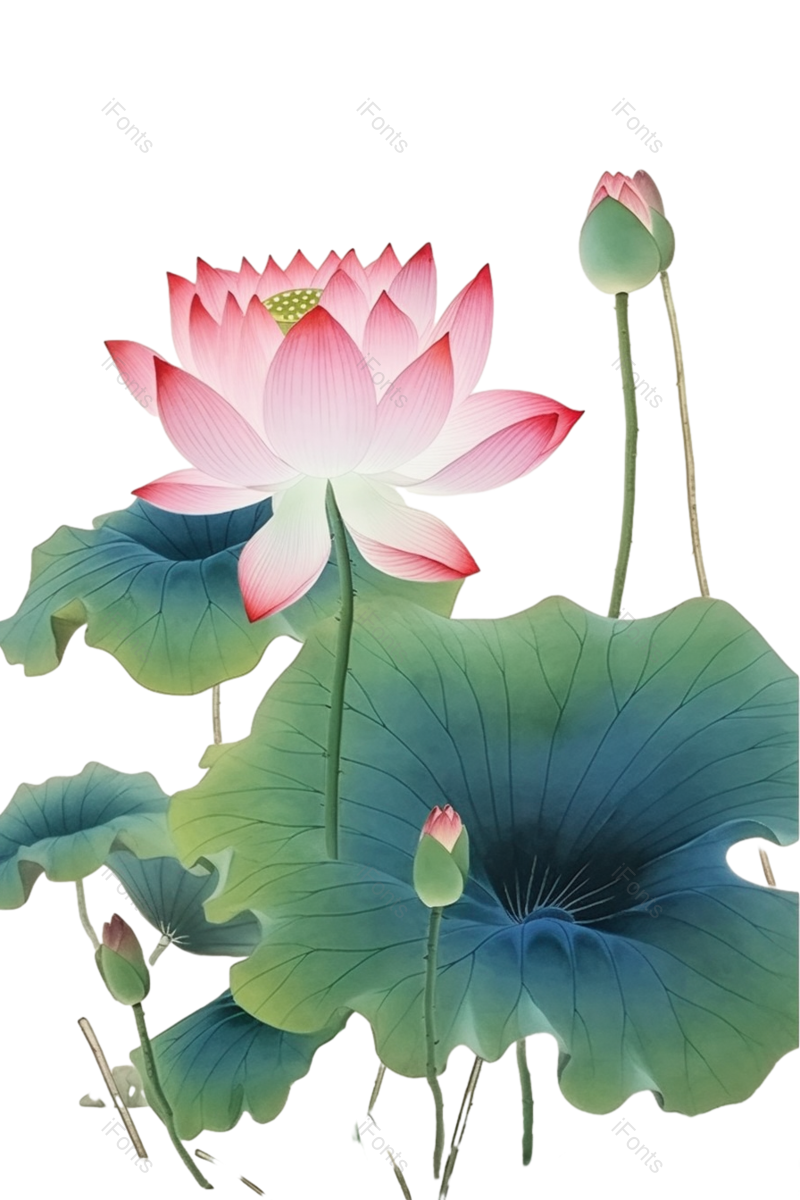 装饰图片,清新元素,荷花PNG,水彩画免抠素材